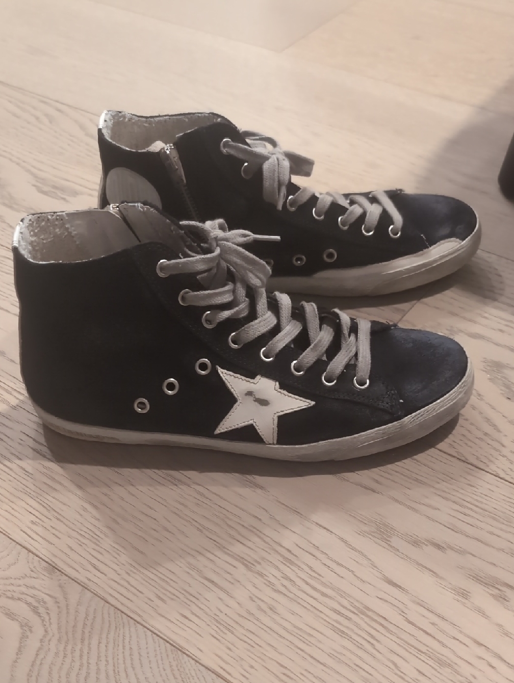 Golden Goose Black High-Top Sneakers With White Star